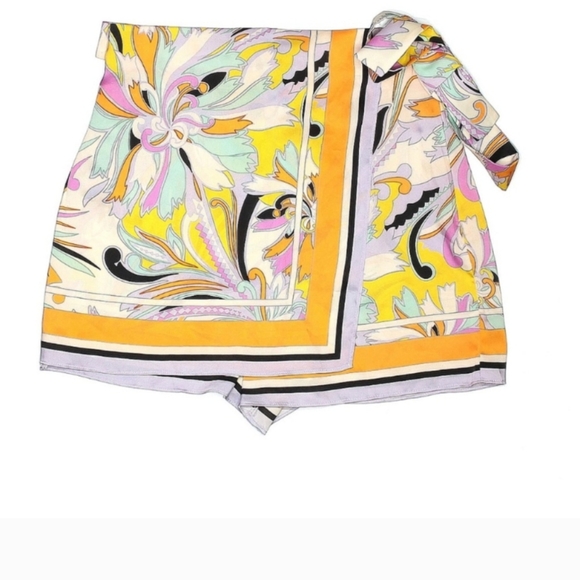 Zara Boho Abstract Printed Wrap Skort Size Small NWT - Picture 2 of 8